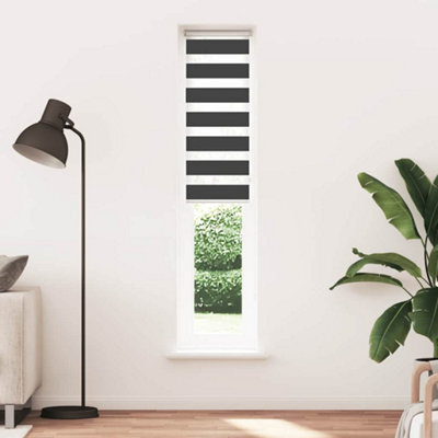 Berkfield Modern Zebra Blind Black 45X200 Cm Fabric Width 40.9 Cm Polyester - image 1