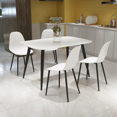 Core Products Aspen White 120Cm Rectangular Dining Table With 4 White Plastic Curve Design Chairs - image 1