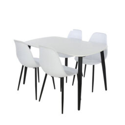 Core Products Aspen White 120Cm Rectangular Dining Table With 4 White Plastic Curve Design Chairs - thumbnail 2