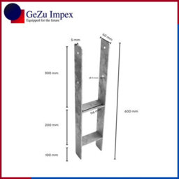 Gezu Impex Heavy Duty Fence Pergola Post Hot Dip Galvanised Concrete Support  - 116 X 116 X 600 mm (Pack Of 8) - thumbnail 2