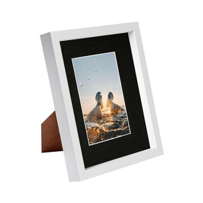 "Nicola Spring 8"" X 10"" White 3D Box Photo Frame - 4"" X 6"" Mount - Black" - image 1