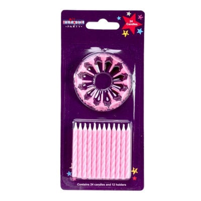 Baby Pink Candles - 24 Candles 12 Holders Pack Of 18
