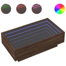 Berkfield Coffee Table With Led Brown Oak 90X50X30 Cm Engineered Wood - thumbnail 2