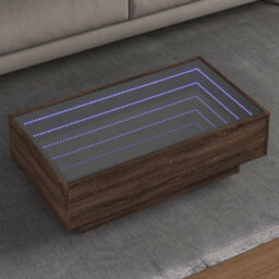 Berkfield Coffee Table With Led Brown Oak 90X50X30 Cm Engineered Wood - thumbnail 1