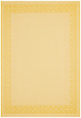 Yellow Bordered Modern Easy To Clean Rug For Dining Room-160Cm X 230Cm - image 1