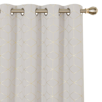 Deconovo Eyelet Thermal Insulated Curtains, Blackout Curtains, Gold Diamond Printed Curtains, W46 X L90 Inch, Light Beige, 1 Pair - image 1