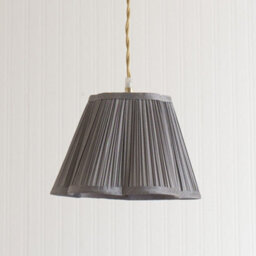Valuelights Loralei Dark Grey Small Pleated Faux Silk Scallop Easy Fit Lamp Shade With Bulb (D)25.5Cm - thumbnail 2