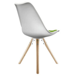 Fusion Living Soho White & Green Plastic Dining Chair With Pyramid Light Wood Legs - thumbnail 4