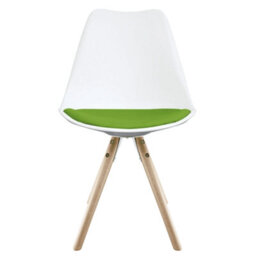 Fusion Living Soho White & Green Plastic Dining Chair With Pyramid Light Wood Legs - thumbnail 7