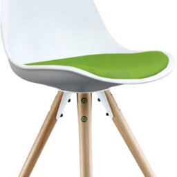 Fusion Living Soho White & Green Plastic Dining Chair With Pyramid Light Wood Legs - thumbnail 3