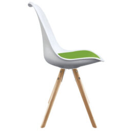 Fusion Living Soho White & Green Plastic Dining Chair With Pyramid Light Wood Legs - thumbnail 6