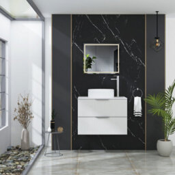 Royal Bathrooms Evora 700mm Matt White Fluted Wall Hung Countertop Vanity Unit 2 Drawer With Round Basin - thumbnail 2