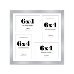 12X12 Inch 4 Opening Photo Collage Frame, Display Four 6X4 Inch Photos, Multi Aperture Family Picture Frame, Silver - thumbnail 2