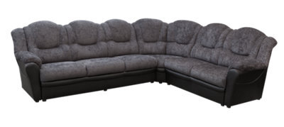Texas Corner Sofa Large Chenille Fabric Faux Leather Suite Black And Grey - image 1