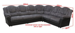 Texas Corner Sofa Large Chenille Fabric Faux Leather Suite Black And Grey - thumbnail 3