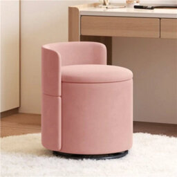 Pink Swivel Vanity Chair Soft Upholstered Tub Chair With Hidden Storage - thumbnail 1