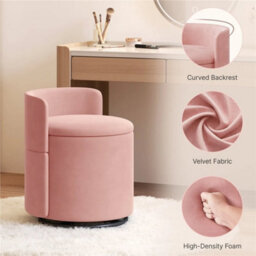 Pink Swivel Vanity Chair Soft Upholstered Tub Chair With Hidden Storage - thumbnail 6