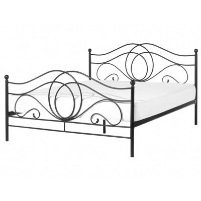 Beliani Bed Metal Lyra 140 X 200 Cm (Eu Double) Black - image 1