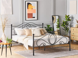 Beliani Bed Metal Lyra 140 X 200 Cm (Eu Double) Black - thumbnail 2