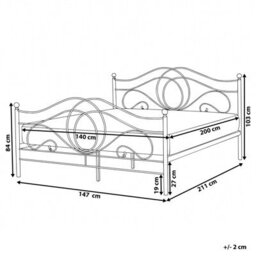 Beliani Bed Metal Lyra 140 X 200 Cm (Eu Double) Black - thumbnail 3