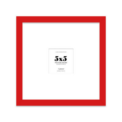 "5X5"" Red Picture Frame - 5X5"" Square Frame With 2X2"" Mount For 5X5""/2X2"" Pictures Moderrn Style Thin Edge, 1 Pack" - image 1