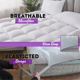 ARLinens Microfiber Mattress Topper 10Cm Mattress Protector Cover Elastic Corner Straps 4 Inch Deep Mattress Toppers - thumbnail 5