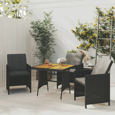 Berkfield Garden Table Black 70X70X72 Cm Poly Rattan & Solid Acacia Wood - image 1