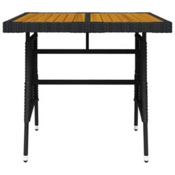 Berkfield Garden Table Black 70X70X72 Cm Poly Rattan & Solid Acacia Wood - thumbnail 3