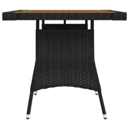 Berkfield Garden Table Black 70X70X72 Cm Poly Rattan & Solid Acacia Wood - thumbnail 4