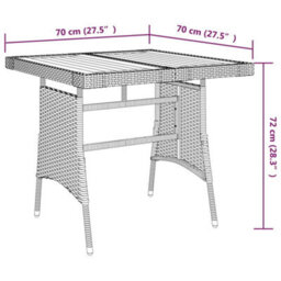 Berkfield Garden Table Black 70X70X72 Cm Poly Rattan & Solid Acacia Wood - thumbnail 5