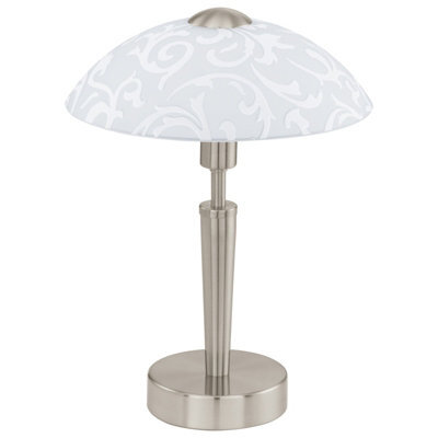 Elegant Satin Nickel Table Lamp With White Satin Glass Shade And E14 Bulb Socket - image 1