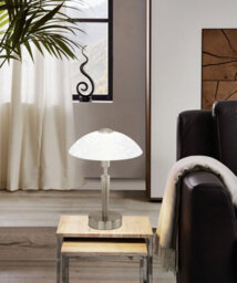 Elegant Satin Nickel Table Lamp With White Satin Glass Shade And E14 Bulb Socket - thumbnail 3