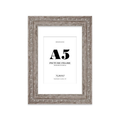 A5 Walnut Ornate Picture Frame (21 X 14.7Cm) With Mount For A6 Poster, Photo, Artwork, Gallery Wall Or Print - image 1