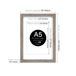 A5 Walnut Ornate Picture Frame (21 X 14.7Cm) With Mount For A6 Poster, Photo, Artwork, Gallery Wall Or Print - thumbnail 2