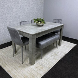 Kosy Koala Dining Table And 4 Chairs With Bench Stone Grey Effect Wood Table - Dining Room