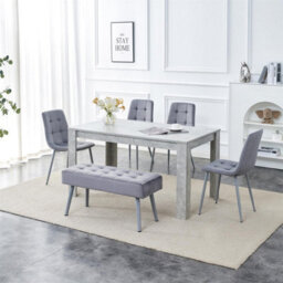 Kosy Koala Dining Table And 4 Chairs With Bench Stone Grey Effect Wood Table - Dining Room - thumbnail 4