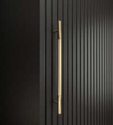 Arte Calipso Wave I Contemporary 2 Sliding Door Wardrobe Gold Handles 9 Shelves 2 Hanging Rails Black (H)2080mm (W)1800mm (D)620mm - thumbnail 5