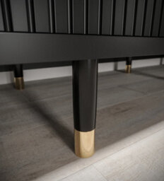 Arte Calipso Wave I Contemporary 2 Sliding Door Wardrobe Gold Handles 9 Shelves 2 Hanging Rails Black (H)2080mm (W)1800mm (D)620mm - thumbnail 4