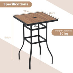 Costway Patio Bar Table 70Cm Square Garden Table W/ 39 mm Umbrella Hole - thumbnail 3