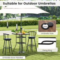 Costway Patio Bar Table 70Cm Square Garden Table W/ 39 mm Umbrella Hole - thumbnail 6