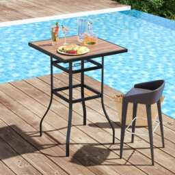 Costway Patio Bar Table 70Cm Square Garden Table W/ 39 mm Umbrella Hole - thumbnail 1