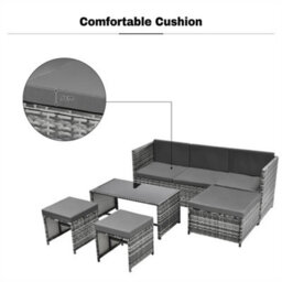 Abrihome Lounge Set, Garden Furniture Set, Rattan Sofa, Seating Group, Patio Furniture, Grey - thumbnail 4