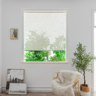 GoodHome Emini Corded Natural Sheer Roller Blind (W)180Cm (L)180Cm - image 1