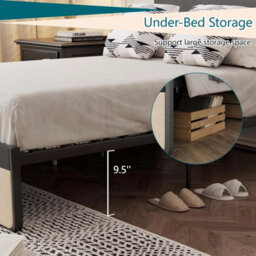 Queen Bed Frame With 2 Storage Drawer Upholstered Platform Bed With Headboard - thumbnail 6