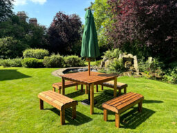 Charles Taylor Knights Wooden Garden 8 Seat Square Dining Table Bench Set Green - thumbnail 3