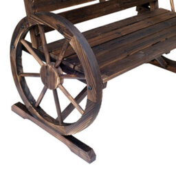 Wyld Haus Linifi Rustic 2-Seater Garden Bench Brown Fir With Wagon Wheel Arms And High Back - thumbnail 9