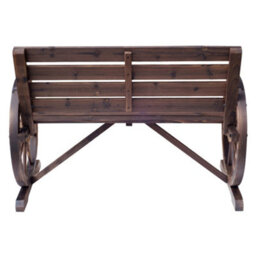 Wyld Haus Linifi Rustic 2-Seater Garden Bench Brown Fir With Wagon Wheel Arms And High Back - thumbnail 8