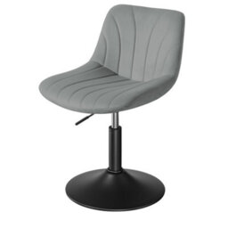 Vasagle Velvet Dressing Table Chair, Height-Adjustable Swivel Stool With Backrest, Grey - thumbnail 3