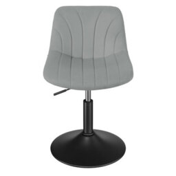 Vasagle Velvet Dressing Table Chair, Height-Adjustable Swivel Stool With Backrest, Grey - thumbnail 4