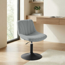 Vasagle Velvet Dressing Table Chair, Height-Adjustable Swivel Stool With Backrest, Grey - thumbnail 1